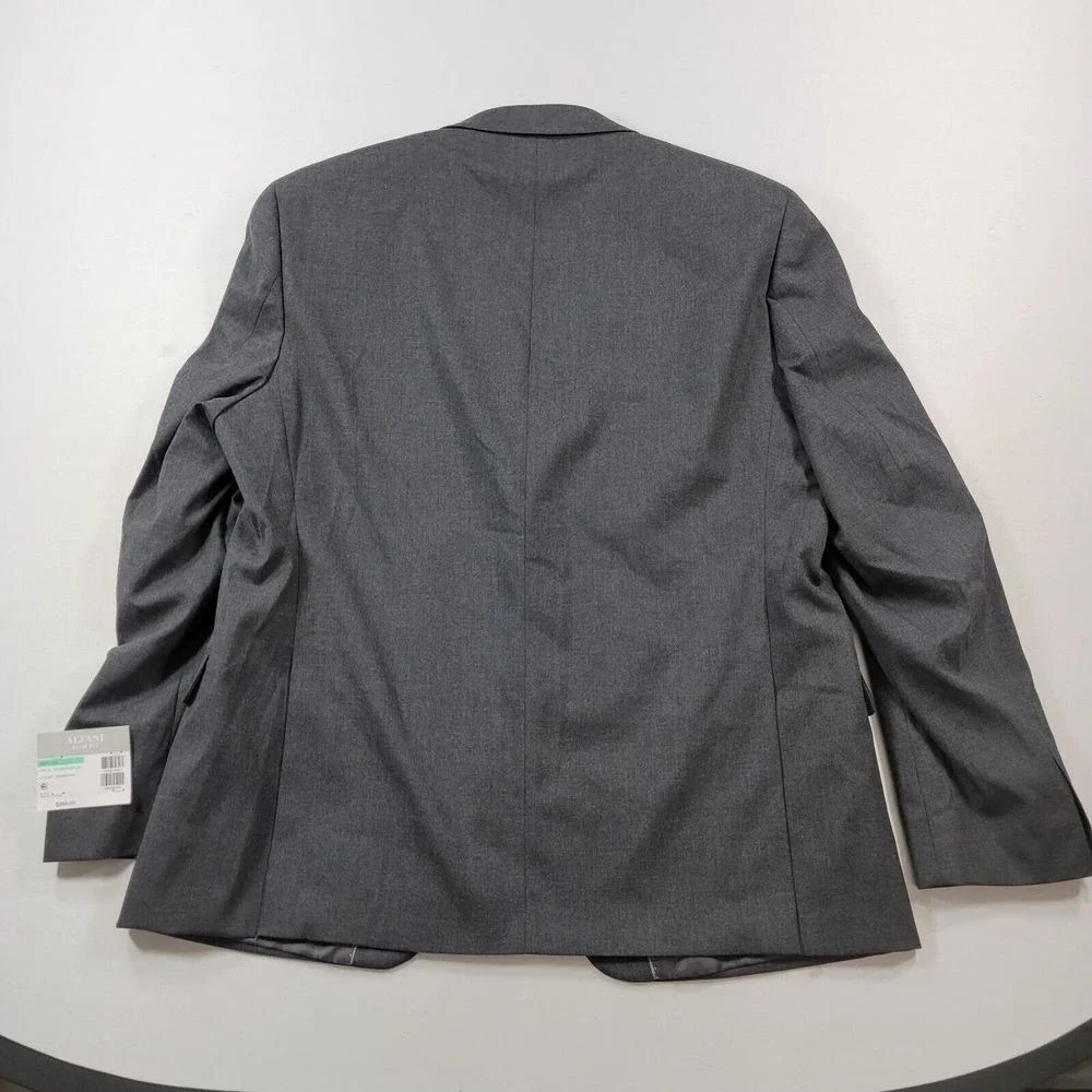 Alfani Slim-Fit Suit Jacket Mens 46R 46 Stretch Solid‎ Charcoal Blazer $360 NEW